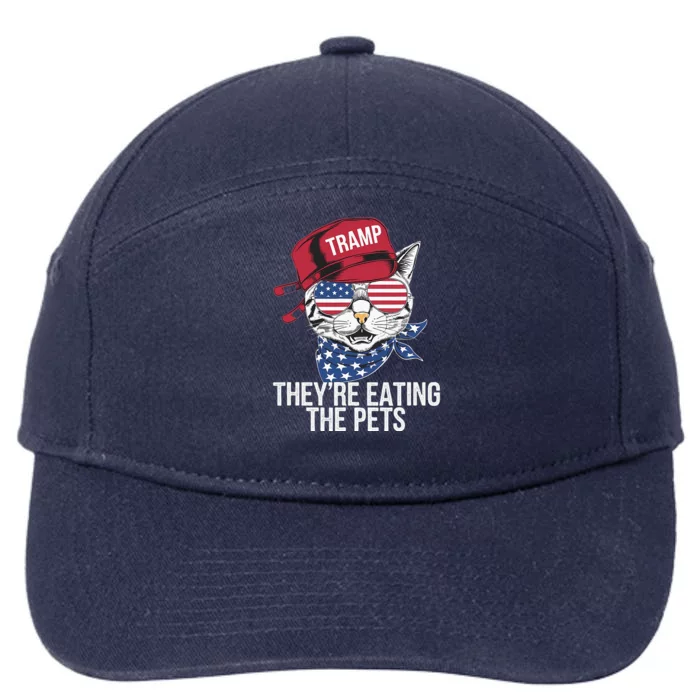 Theyre Eating The Pets Funny Cat Trump 7-Panel Snapback Hat