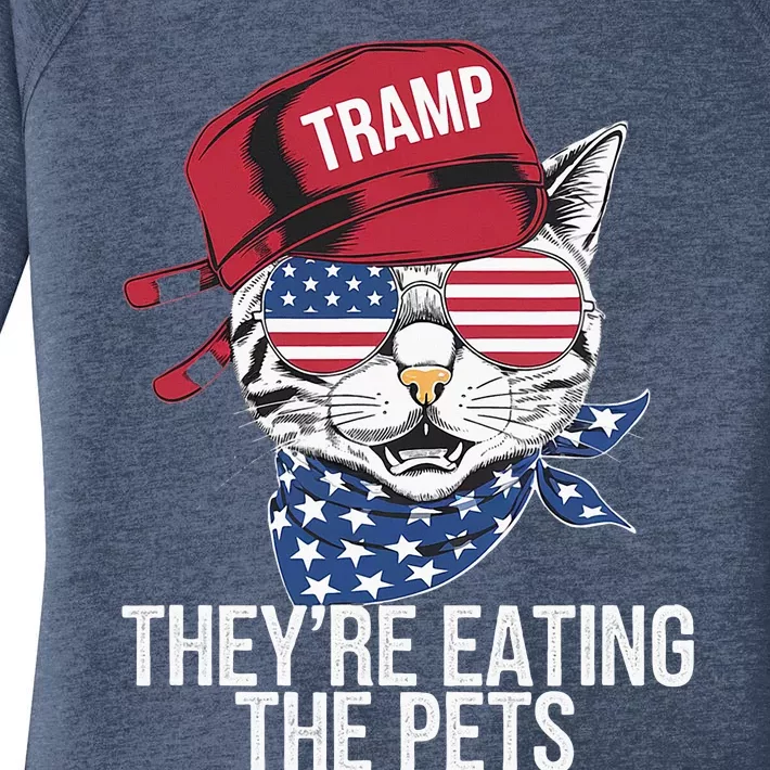 Theyre Eating The Pets Funny Cat Trump Women's Perfect Tri Tunic Long Sleeve Shirt