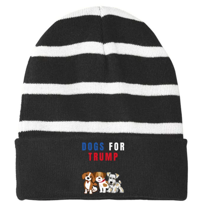 TheyRe Eating The Dogs Funny Trump Harris Election Debate Striped Beanie with Solid Band