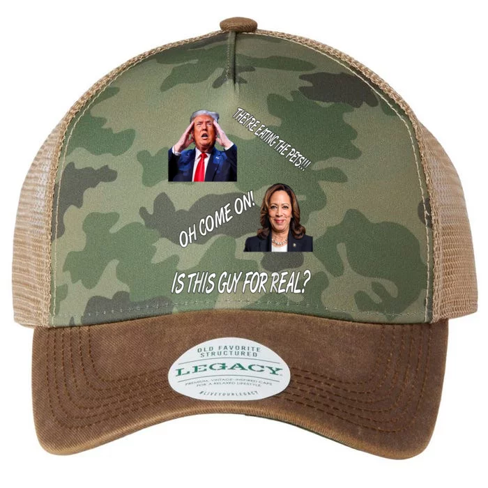 TheyRe Eating The Pets Funny Donald Trump Kamala Harris Legacy Tie Dye Trucker Hat