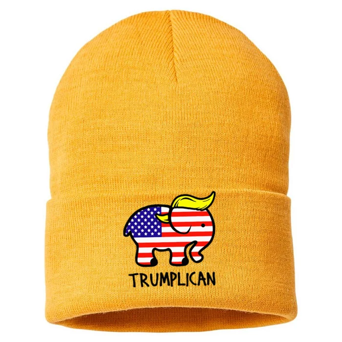 Trumplican Elephant TrumpFunny RepublicanUltra Maga 2024 Sustainable Knit Beanie