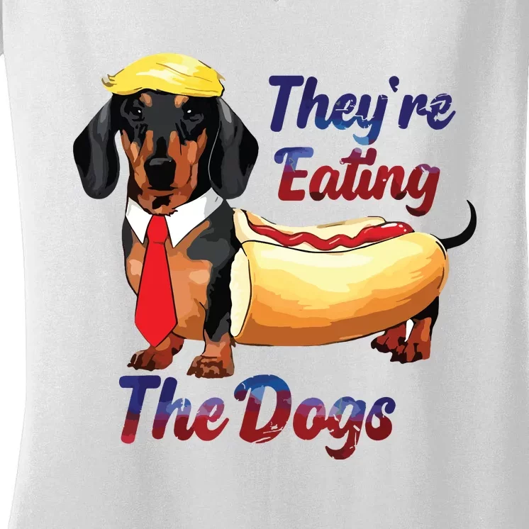 They’Re Eating The Dogs 2024 Retro Funny Women's V-Neck T-Shirt