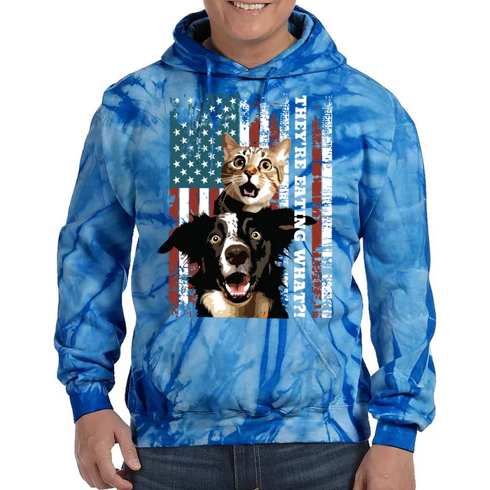 TheyRe Eating The Dogs Cats Pets Save Our Pets Trump Funny Tie Dye Hoodie