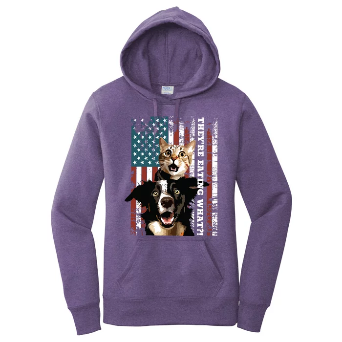 TheyRe Eating The Dogs Cats Pets Save Our Pets Trump Funny Women's Pullover Hoodie