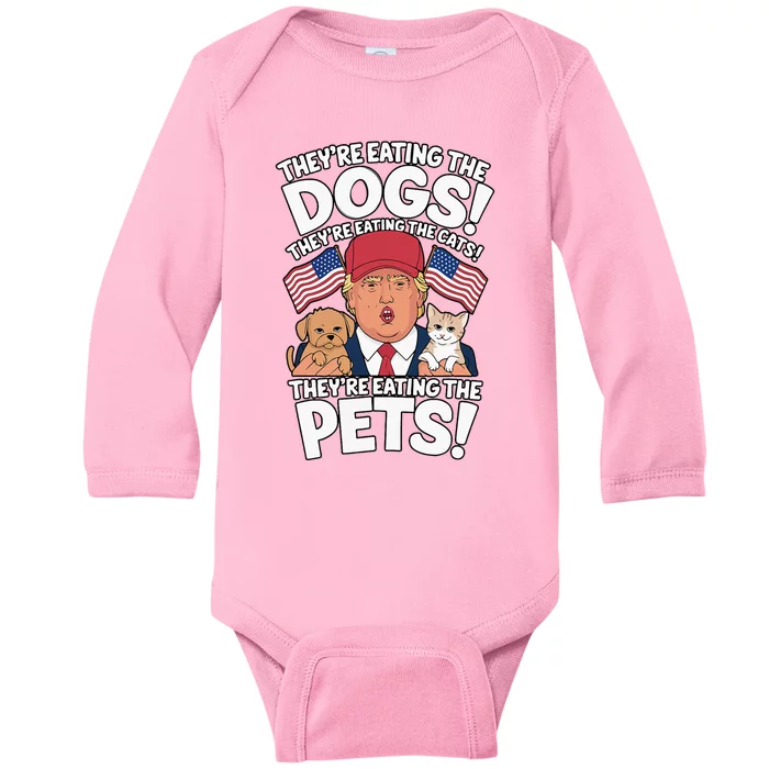 TheyRe Eating The Dogs Trump Vs Kamala 2024 Election Debate Baby Long Sleeve Bodysuit