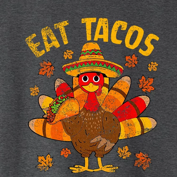 Turkey Eat Tacos Mexican Sombrero Thanksgiving Family Women's Crop Top Tee