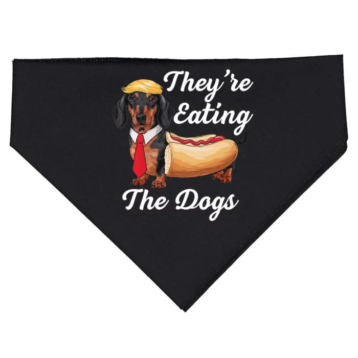 TheyRe Eating The Dogs Dachshund Hotdog Wiener Dog USA-Made Doggie Bandana