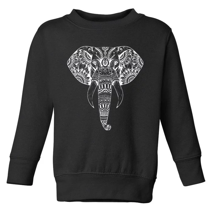 Trendy Elephant Tribal Indian Elephant Mandala Tribal Art Toddler Sweatshirt