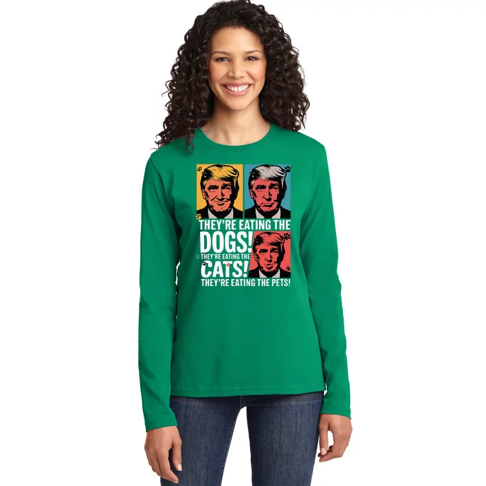 TheyRe Eating The Dogs Trump Vs Kamala 2024 Election Ladies Long Sleeve Shirt