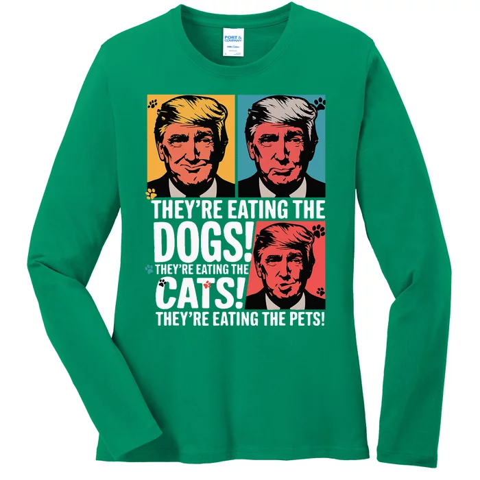 TheyRe Eating The Dogs Trump Vs Kamala 2024 Election Ladies Long Sleeve Shirt