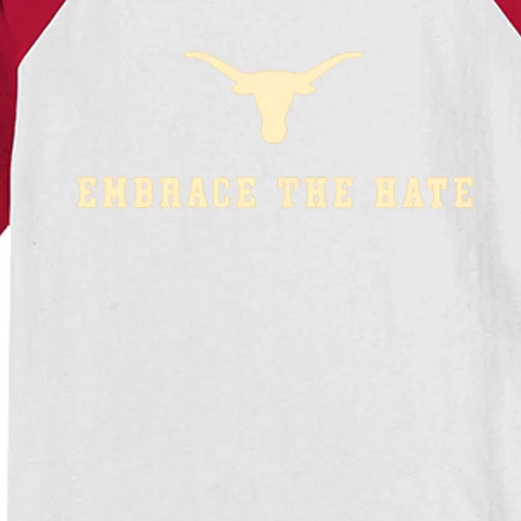 Texas Embrace The Hate Longhorns Football Texas Kids Colorblock Raglan Jersey