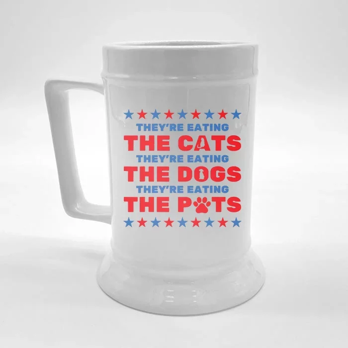 TheyRe Eating The Dogs And Cats Election 2024 Front & Back Beer Stein