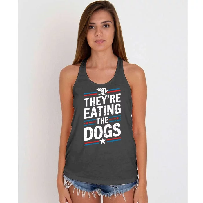 TheyRe Eating The Dogs Funny Quote Women's Knotted Racerback Tank