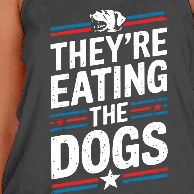 TheyRe Eating The Dogs Funny Quote Women's Knotted Racerback Tank