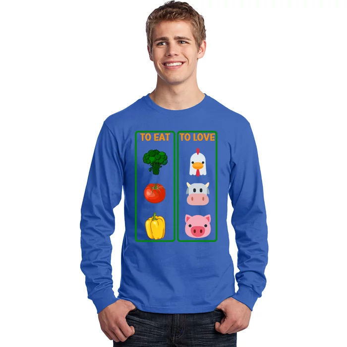 To Eat Veggies To Love Animals Vegan Veg Plantbased Diet Gift Long Sleeve Shirt