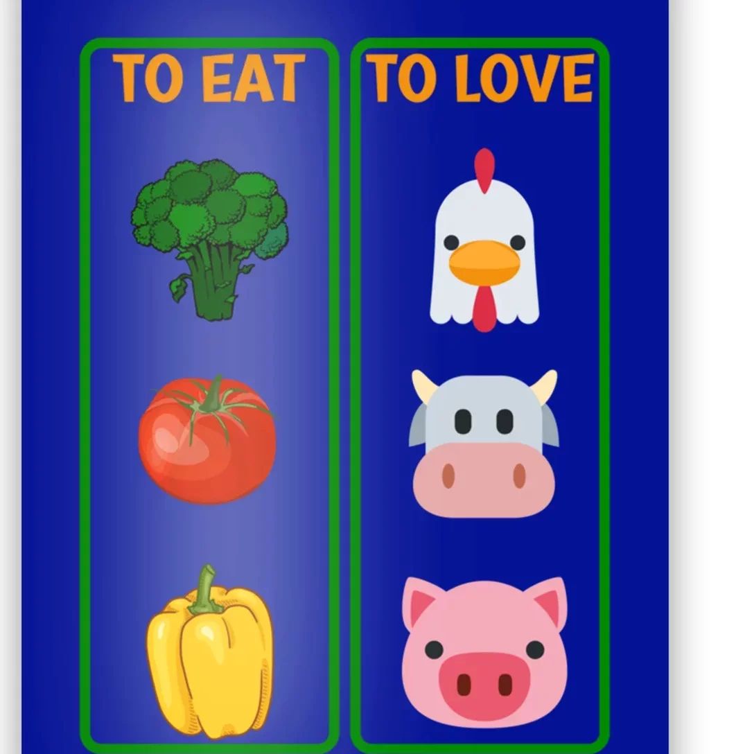 To Eat Veggies To Love Animals Vegan Veg Plantbased Diet Gift Poster