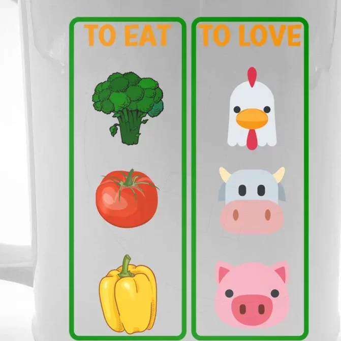 To Eat Veggies To Love Animals Vegan Veg Plantbased Diet Gift Front & Back Beer Stein