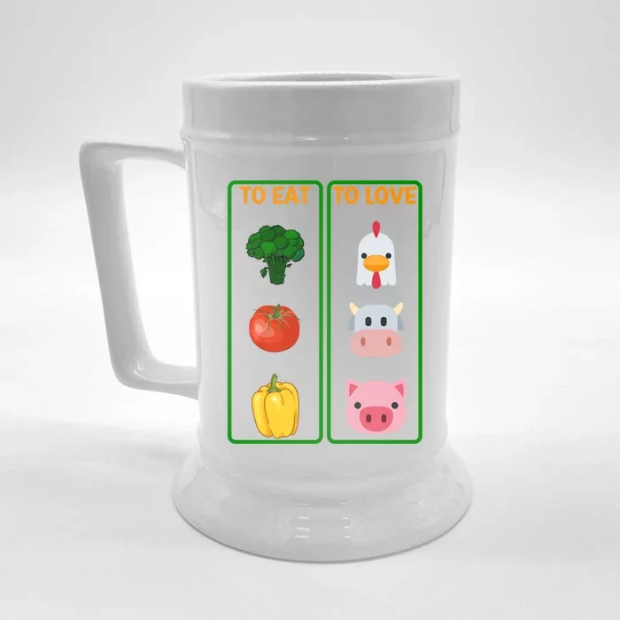 To Eat Veggies To Love Animals Vegan Veg Plantbased Diet Gift Front & Back Beer Stein