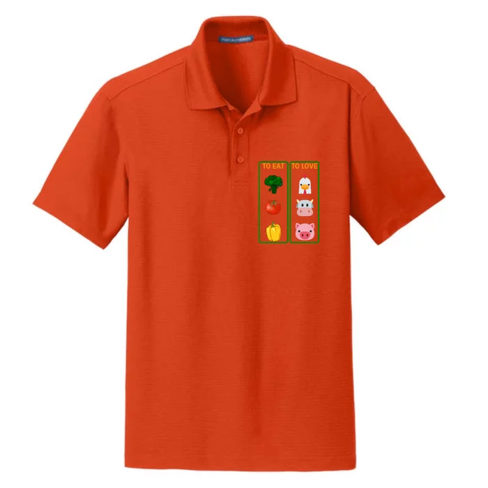 To Eat Veggies To Love Animals Vegan Veg Plantgiftbased Diet Gift Dry Zone Grid Performance Polo