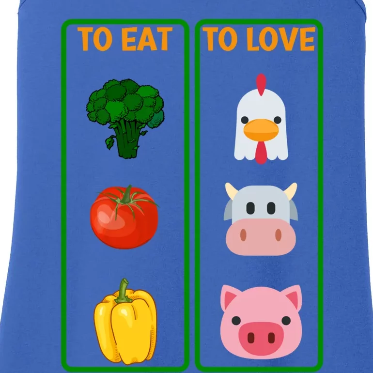 To Eat Veggies To Love Animals Vegan Veg Plantgiftbased Diet Gift Ladies Essential Tank