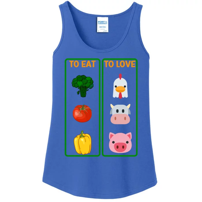 To Eat Veggies To Love Animals Vegan Veg Plantgiftbased Diet Gift Ladies Essential Tank