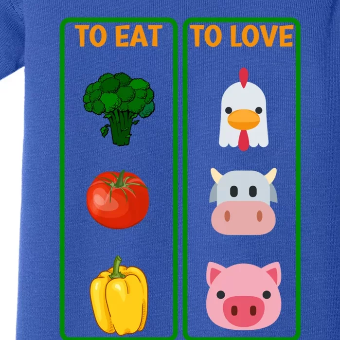 To Eat Veggies To Love Animals Vegan Veg Plantgiftbased Diet Gift Baby Bodysuit