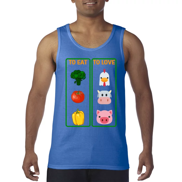 To Eat Veggies To Love Animals Vegan Veg Plantgiftbased Diet Gift Tank Top