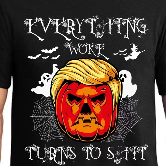 Trump Everything Woke Turns To Shit  Halloween Trumpkin Meaningful Gift Pajama Set