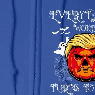 Trump Everything Woke Turns To Shit  Halloween Trumpkin Meaningful Gift Full Zip Hoodie