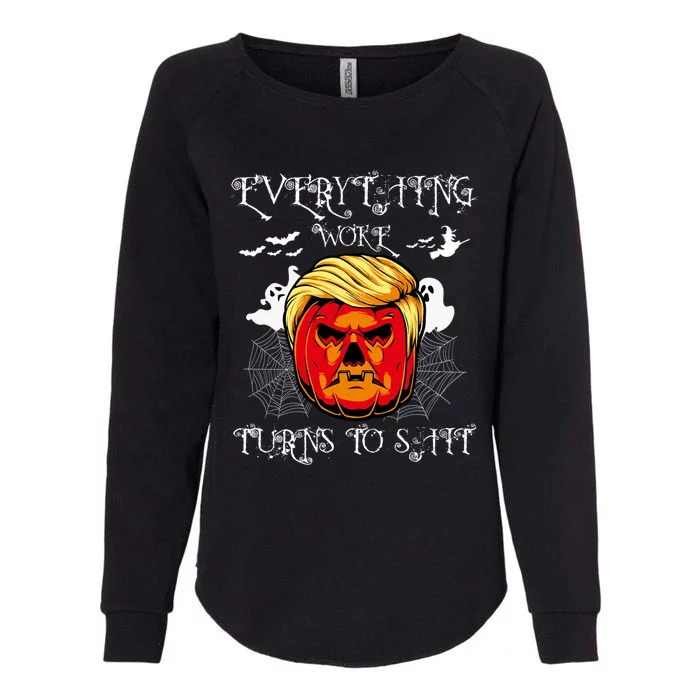 Trump Everything Woke Turns To Shit  Halloween Trumpkin Gift Womens California Wash Sweatshirt