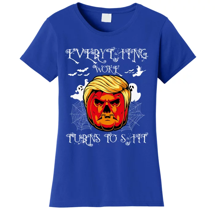 Trump Everything Woke Turns To Shit  Halloween Trumpkin Gift Women's T-Shirt