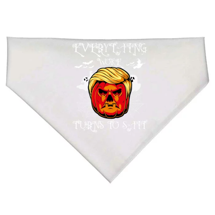 Trump Everything Woke Turns To Shit  Halloween Trumpkin Gift USA-Made Doggie Bandana