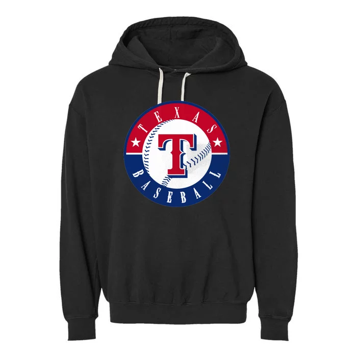 Texas Baseball Fan Vintage Garment-Dyed Fleece Hoodie