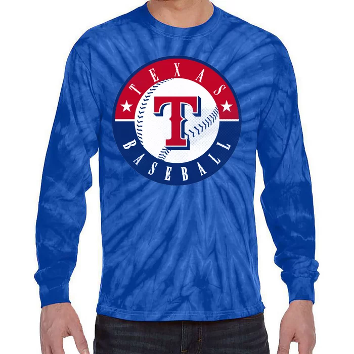 Texas Baseball Fan Vintage Tie-Dye Long Sleeve Shirt