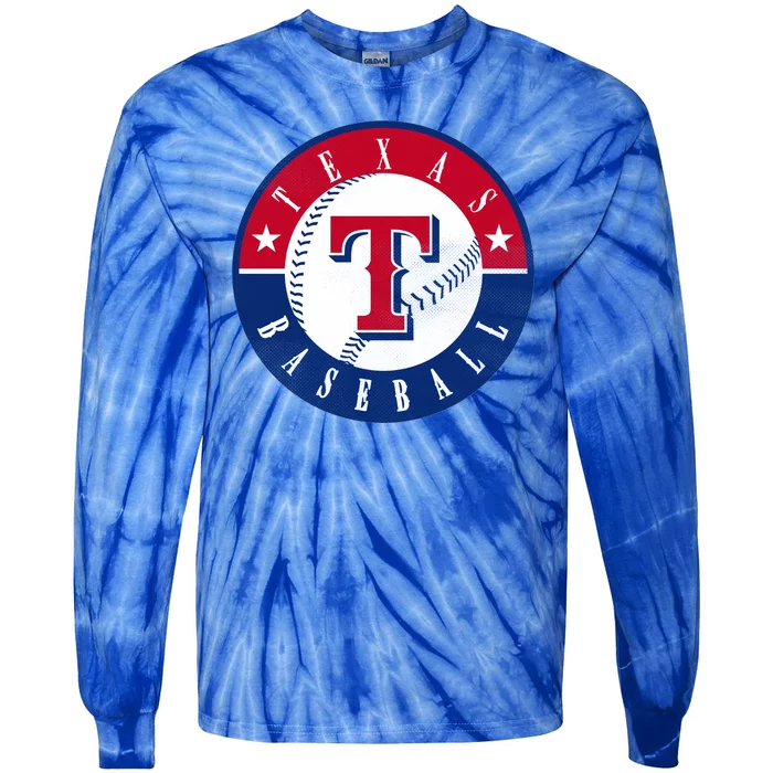 Texas Baseball Fan Vintage Tie-Dye Long Sleeve Shirt