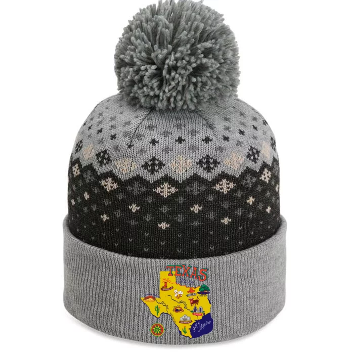 Texas Cartoon Map The Baniff Cuffed Pom Beanie