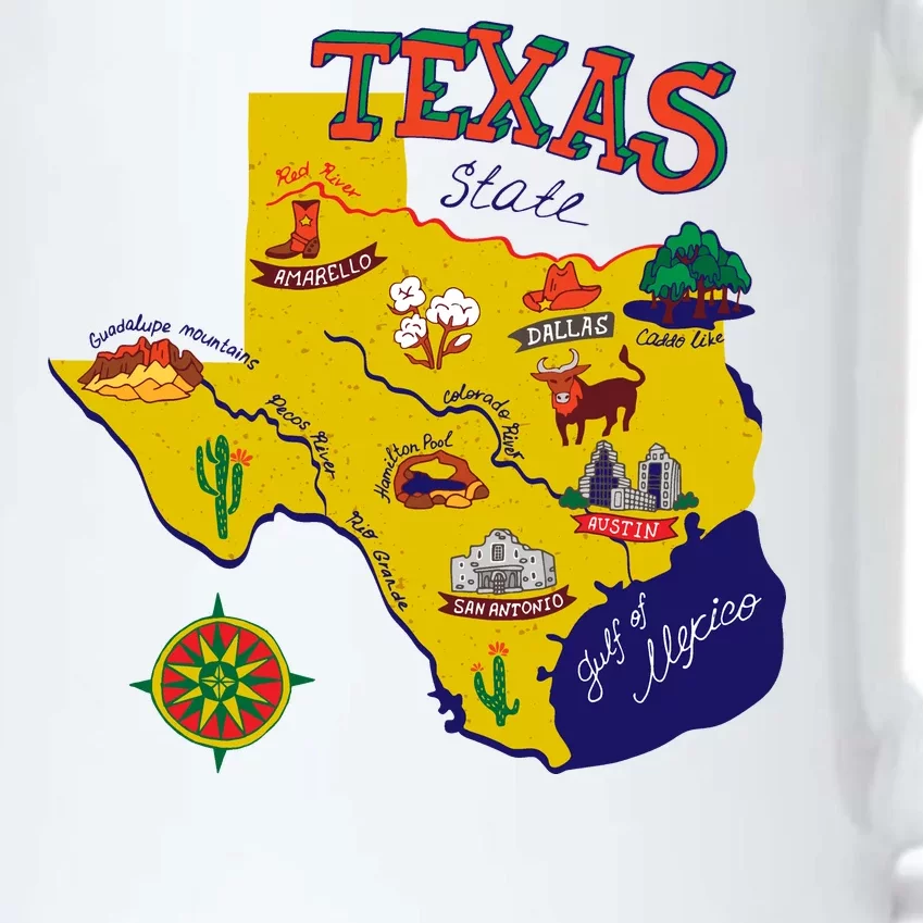 Texas Cartoon Map Black Color Changing Mug