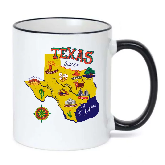 Texas Cartoon Map Black Color Changing Mug