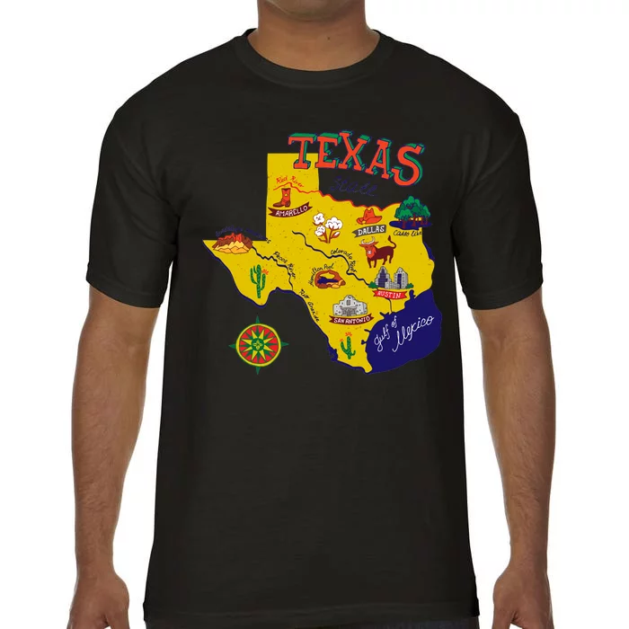 Texas Cartoon Map Comfort Colors T-Shirt