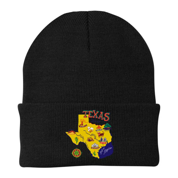 Texas Cartoon Map Knit Cap Winter Beanie