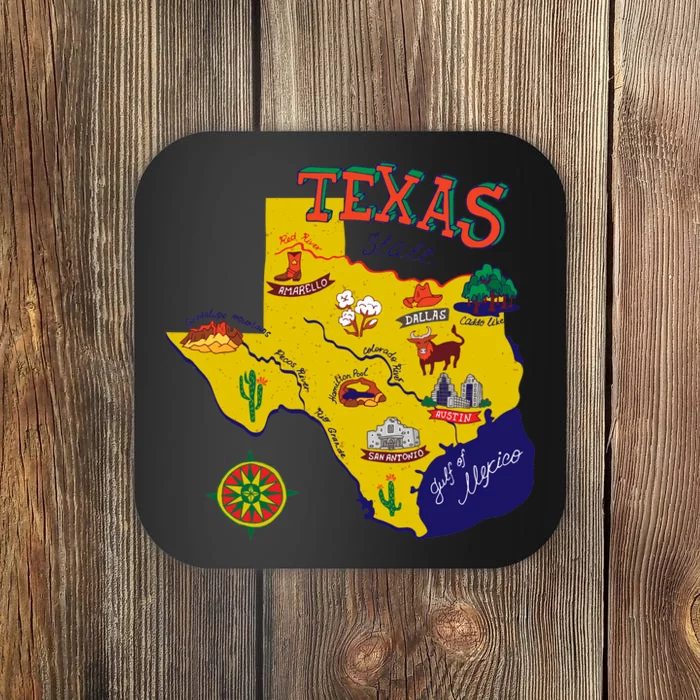 Texas Cartoon Map Coaster