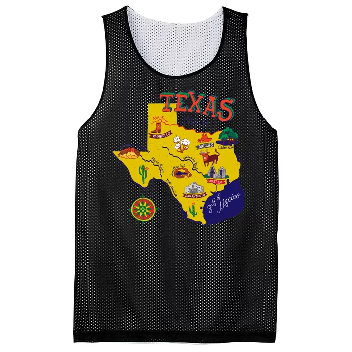 Texas Cartoon Map Mesh Reversible Basketball Jersey Tank