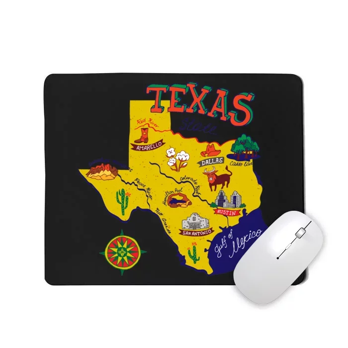 Texas Cartoon Map Mousepad