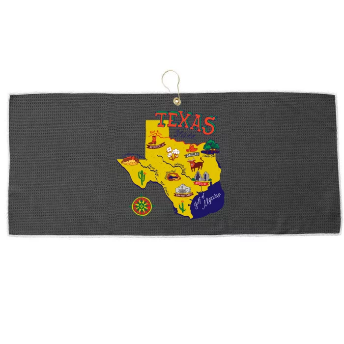 Texas Cartoon Map Large Microfiber Waffle Golf Towel