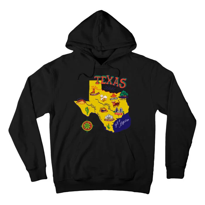 Texas Cartoon Map Tall Hoodie