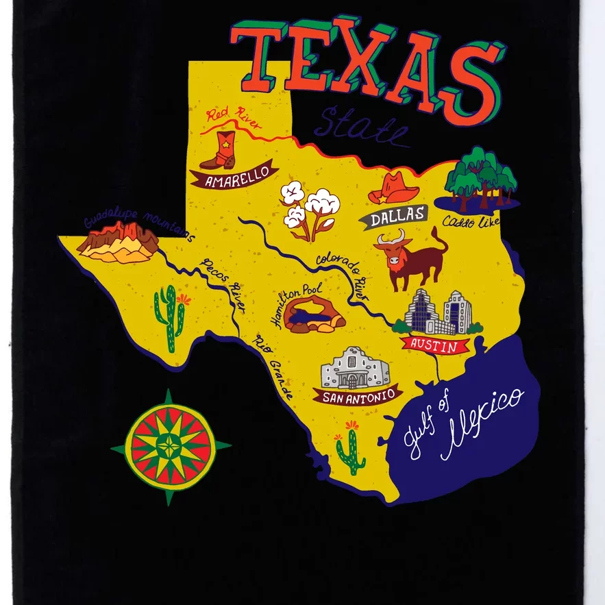 Texas Cartoon Map Platinum Collection Golf Towel