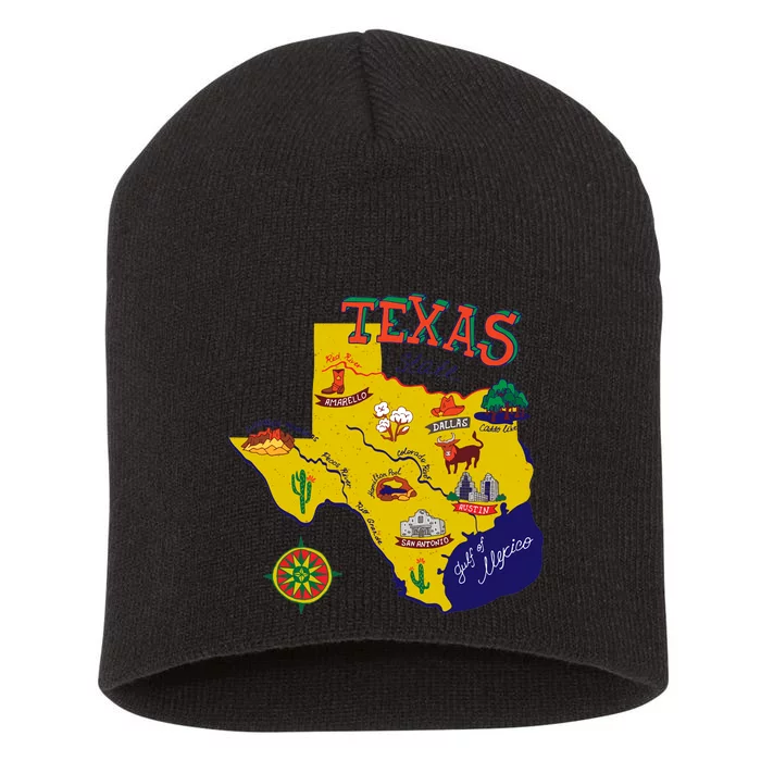 Texas Cartoon Map Short Acrylic Beanie