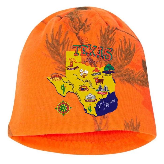 Texas Cartoon Map Kati - Camo Knit Beanie