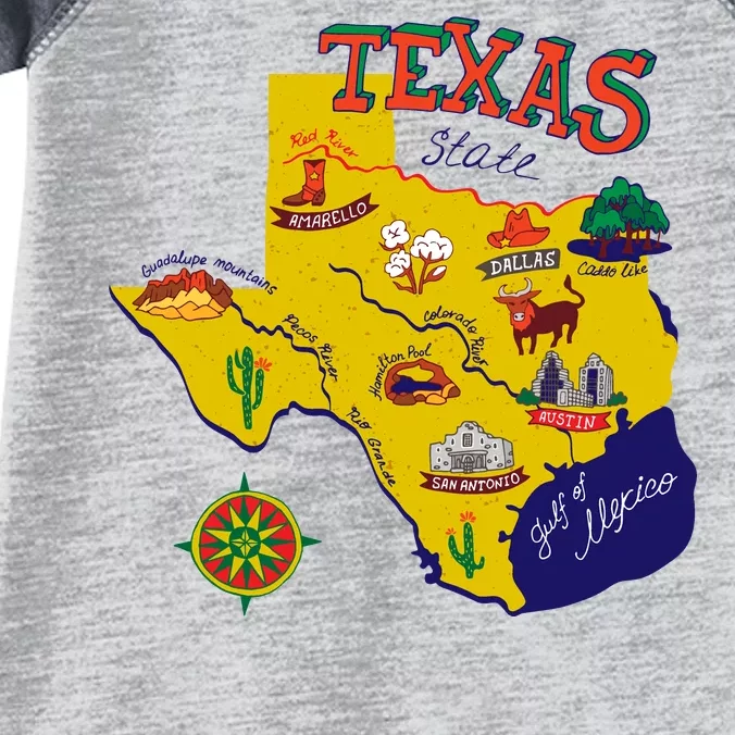 Texas Cartoon Map Infant Baby Jersey Bodysuit