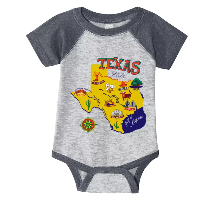 Texas Cartoon Map Infant Baby Jersey Bodysuit